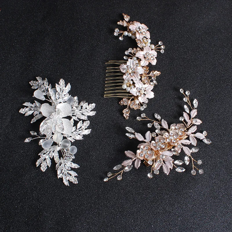 Braut Handgemachte Haarbürste Foto Studio Hochzeit Tragen Zubehör Blatt Blumen Haar Clips Kopfschmuck Großhandel