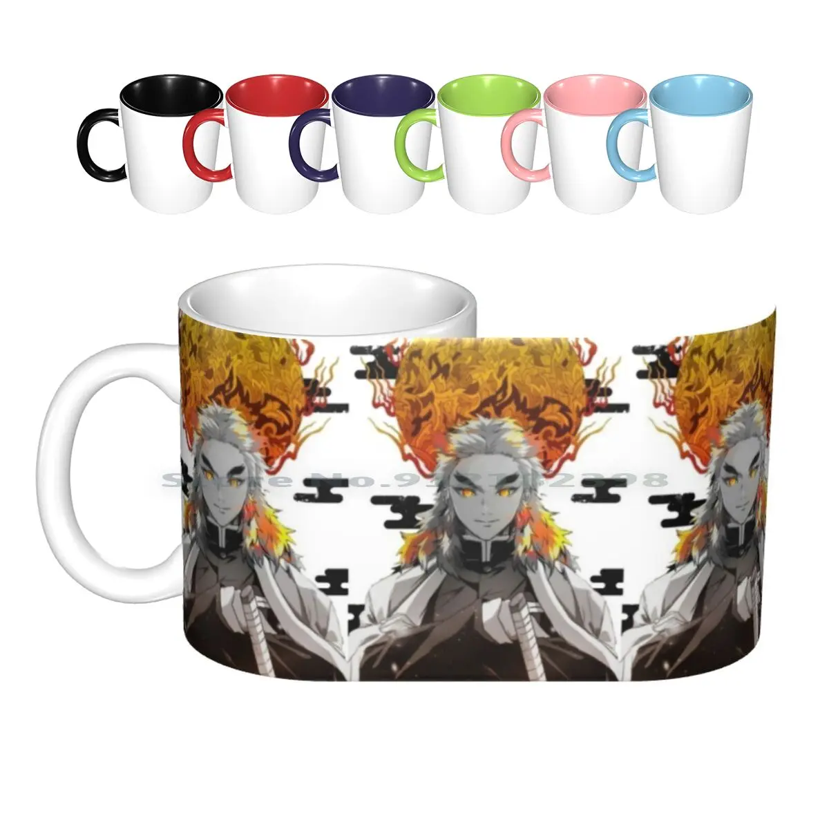 Kyoujurou ( Demon ) Ceramic Mugs Coffee Cups Milk Tea Mug Kyoujurou Kimetsu No Yaiba Demon Fire Sword Anime Manga Erriose