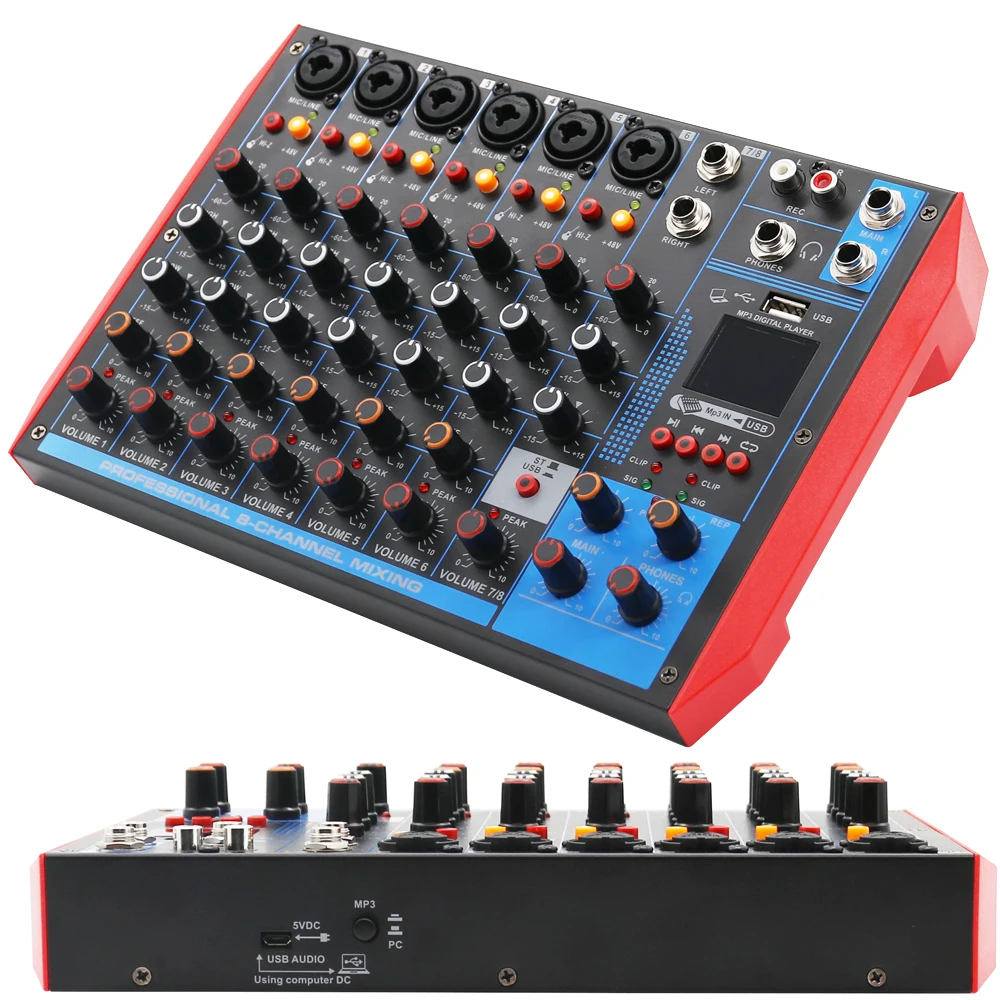 โฮสต์ขาย4 6 8ช่องบลูทูธเสียง Stage Live Mixng Mixer เชื่อมต่อไร้สายไมโครโฟนแบบมีสาย