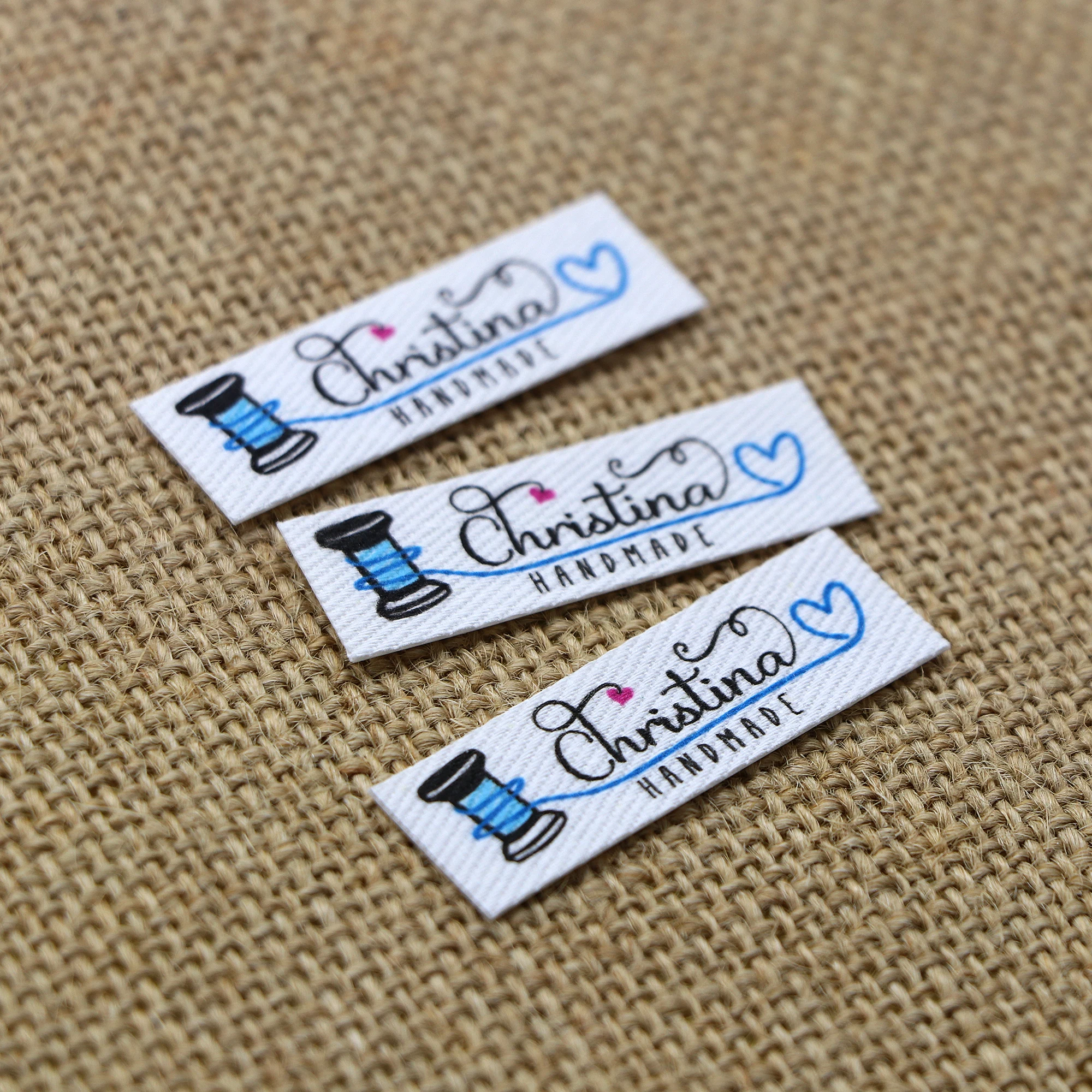 120piece Custom Ironing Labels, Personalized Brand , Logo or Text, Clothing Labels,  Custom Printed Fabric Label (YT007)