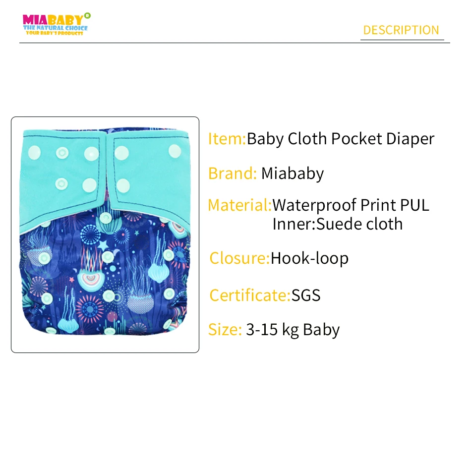 Miababy Pocket Diaper Baby Washable Reusable Eco-Friendly Diapers Diaper Cover Pocket Modern Cloth Diapers Nappies