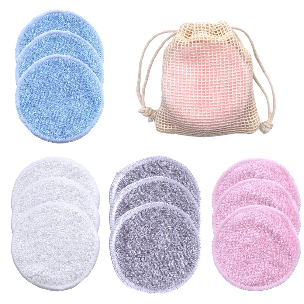 10PC Reusable Cotton Pads Makeup Remover Pads Washable Round Bamboo Make Up Pads Cloth Nursing Pads Skin Care Tool Skin Cleaning