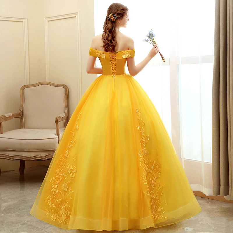 Quinceanera Dress 2024 New Prom Dress Yellow Ball Gown Sweet Floral Print Quinceanera Dresses Robe De Bal Custom Size Customized