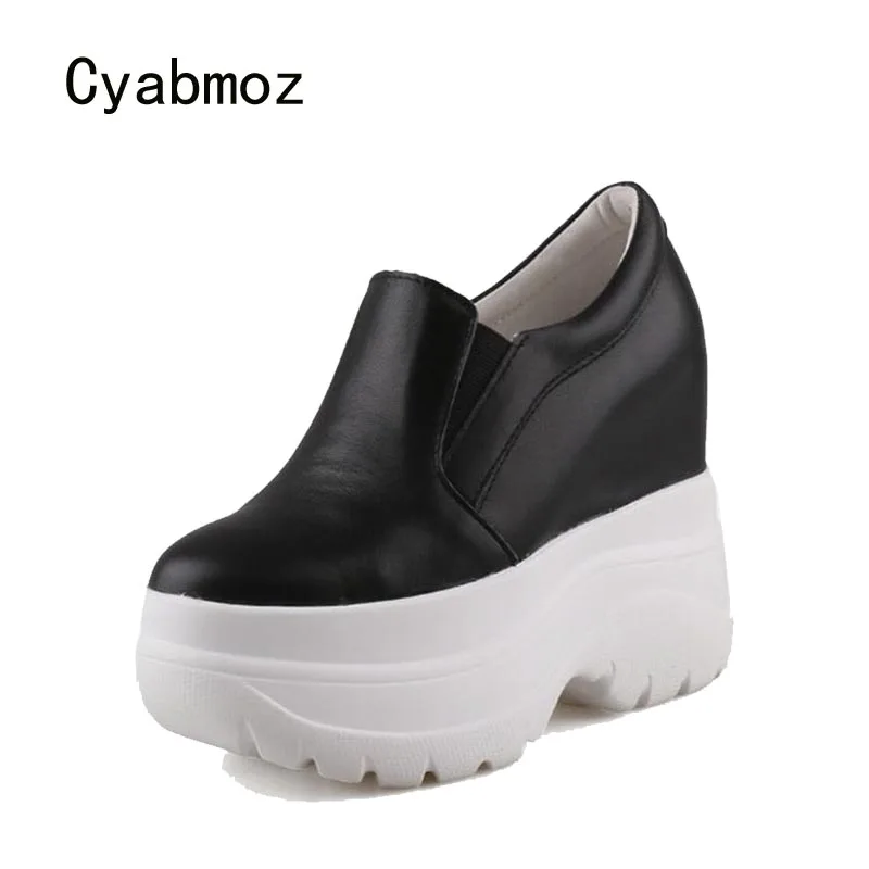 

Cyabmoz Height increasing Shoes Woman Platform Genuine Leather Pumps Women Sneakers Casual New High heels Shoes Tenis feminino