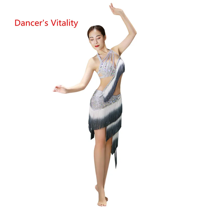 Belly Dance Bra+Split Skirt Profession Performance Clothing Female High End Sexy Tassel Suits Practice Clothes Spring And Summer