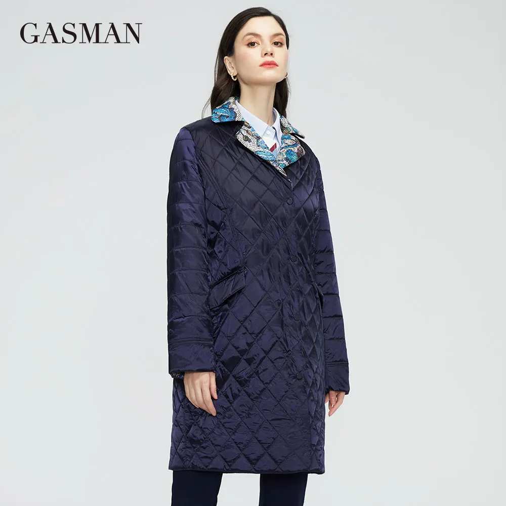 GASMAN women's spring jackets 2022 Warm Thin Cotton Jacket female Long Women autumn coat Windproof Floral Turtleneck parka 20122