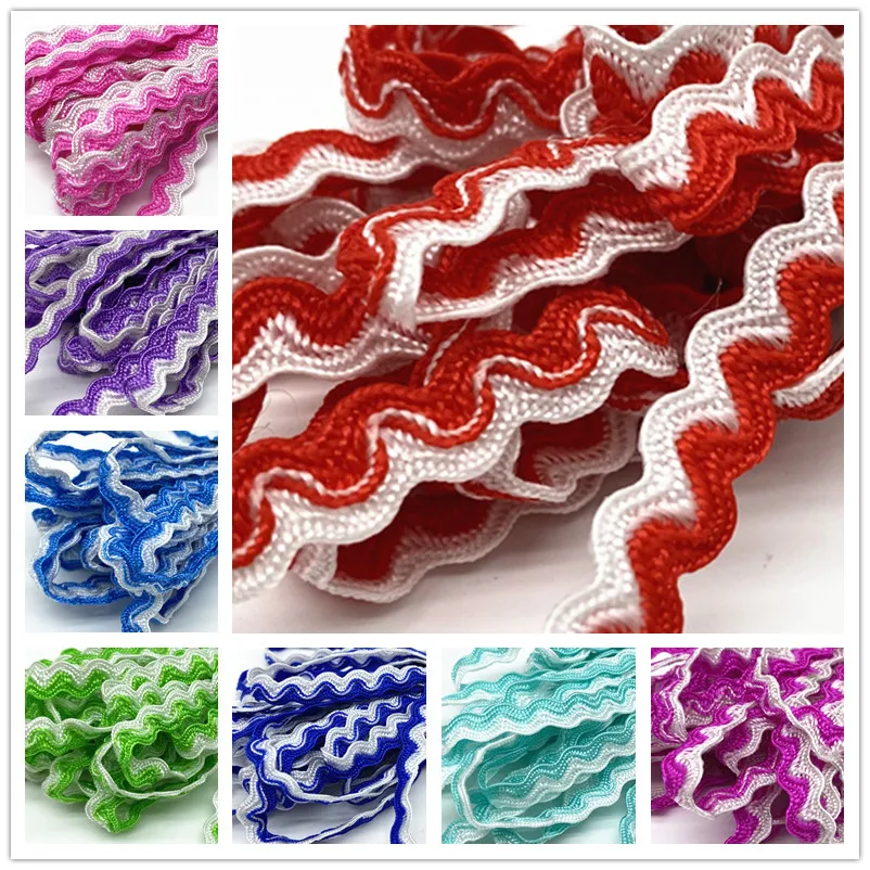 5 yards Double Color Curve Wavy Lace Trim Ribbon For Handmade DIY Sewing Craft Wedding Costume Hat Pillow Decorations #Ro