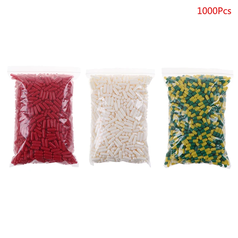 

1000Pcs/Bag Empty Hard Capsules Size 1# Hollow Gelatin Capsules Empty Pill Capsule Personal Health Care Pill Case Splitters Hot