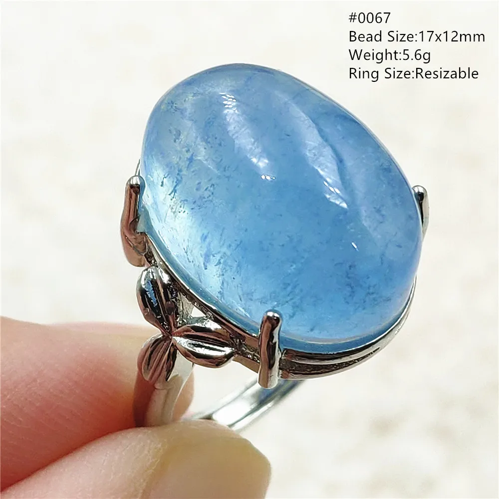 Natural azul aquamarine contas anel ajustável brasil anel oval 925 prata esterlina aquamarine jóias feminino aaaaa