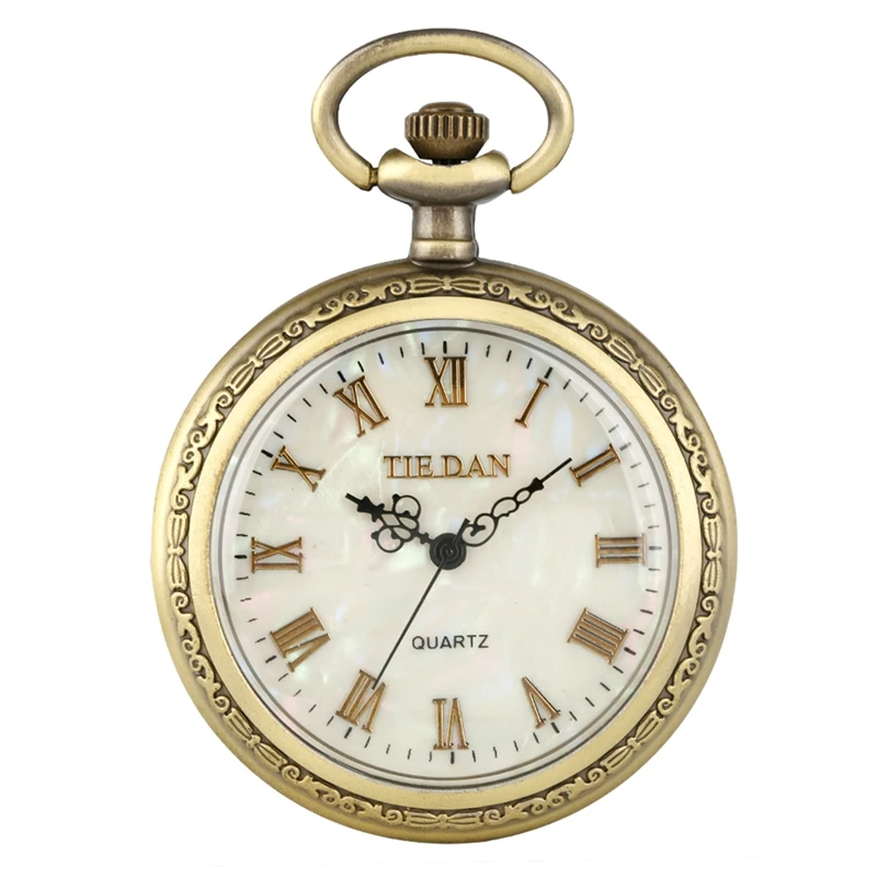 Reloj de cuarzo con carcasa Normal y números romanos para hombre y mujer, cronógrafo de bolsillo con cadena colgante, caja de aleación bonita y