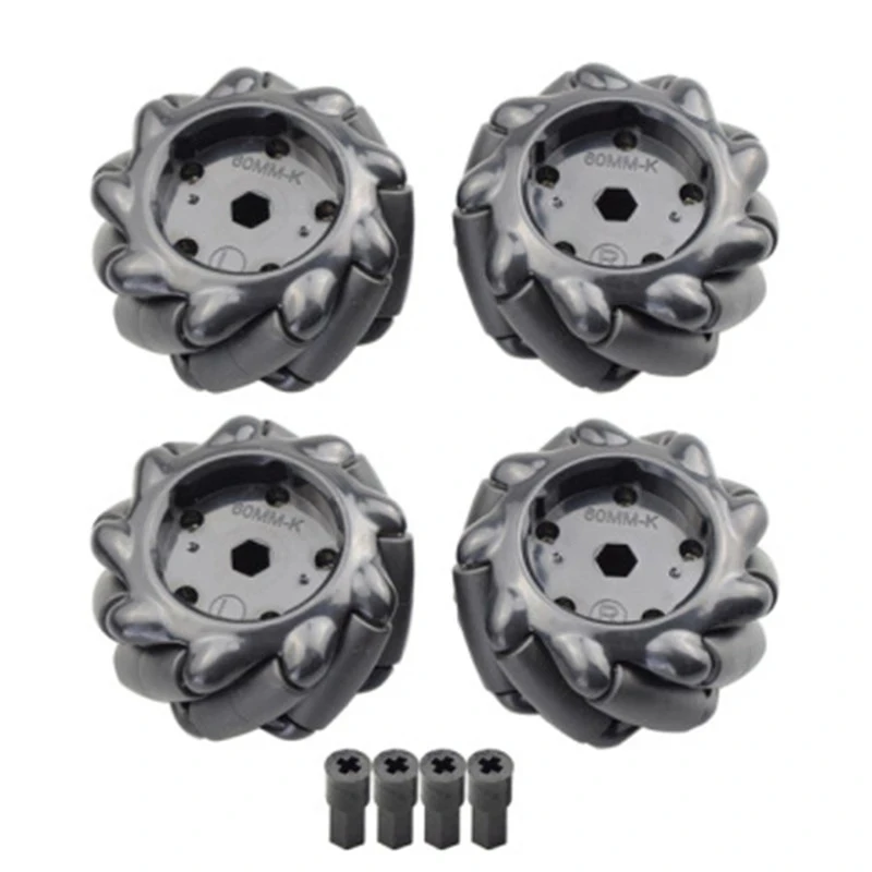 4pcs 60MM High Hardness Plastic Omni-directional Mecanum Wheel with TT Motor Connector for Smart Robot Car Arduino DIY Robot