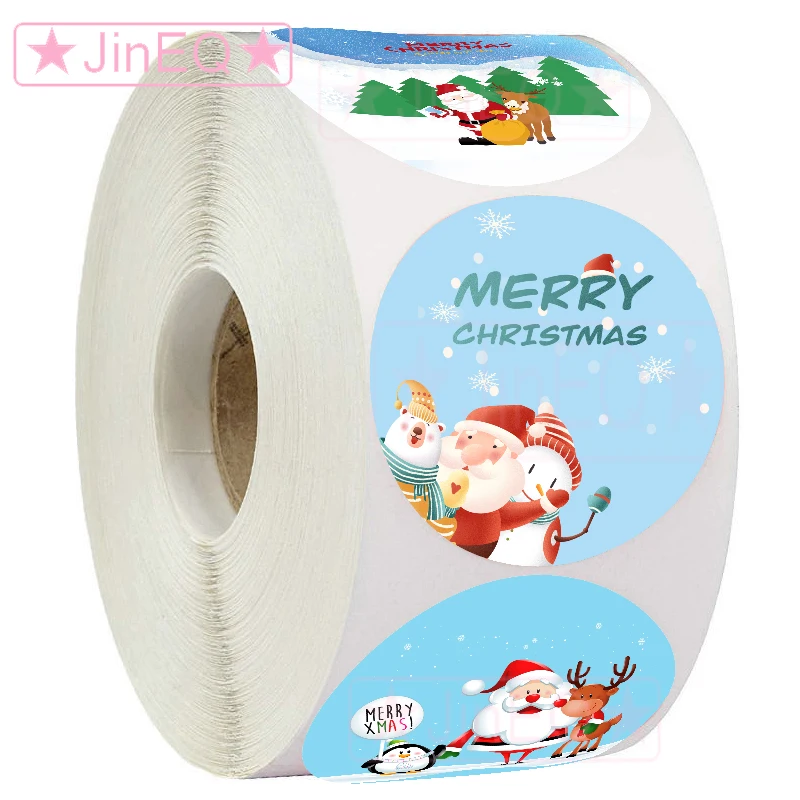 500 Labels Merry Christmas Stickers Round Holidays Stickers for Xmas Thank you Greeting Cards Sealing Gift Decoration Stickers