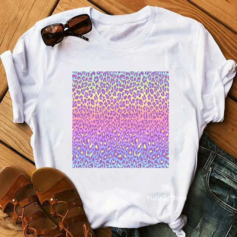 

Pink Leopard Tshirt Women Clothes 2024 Funny T Shirt Femme Harajuku Kawaii Summer Fashion Female T-Shirt Streetwear Tops