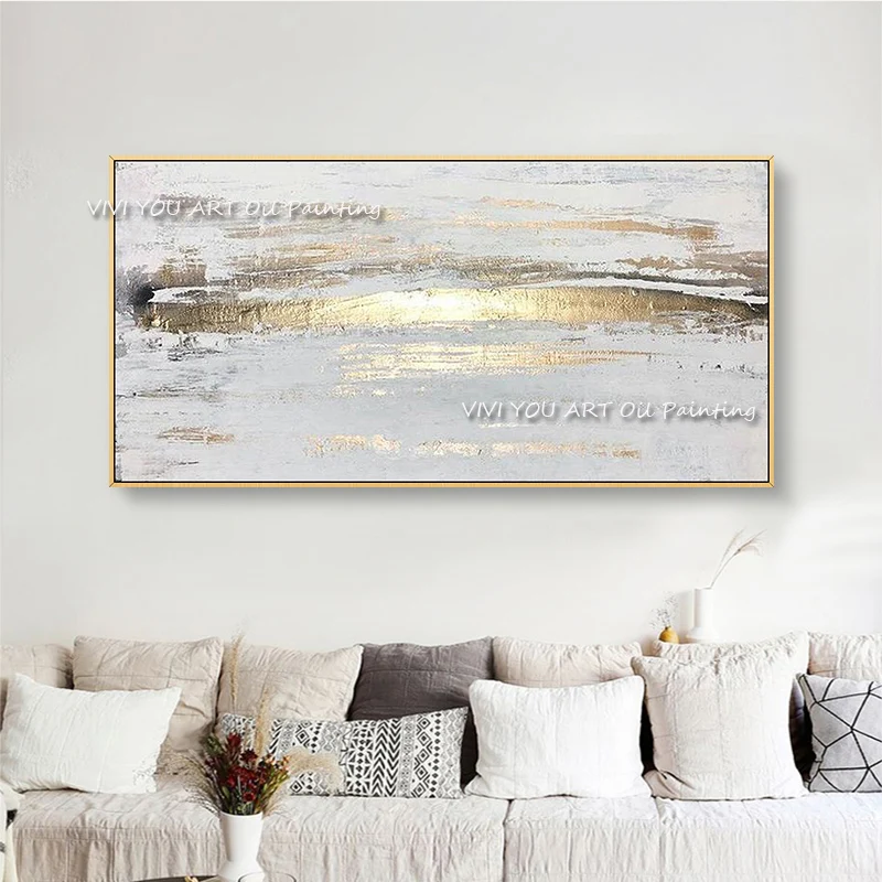 

100% Handmade Abstract Gold Canvas Painting Nordic Modern Canvas Art for Living Room Fashion Wall Art Picture