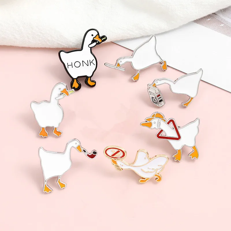 9Styles Honk  Enamel Pin Custom Naughty Goose Brooches Badges for Bag Lapel Cartoon Funny Animal Jewelry Gifts for Kids Friends