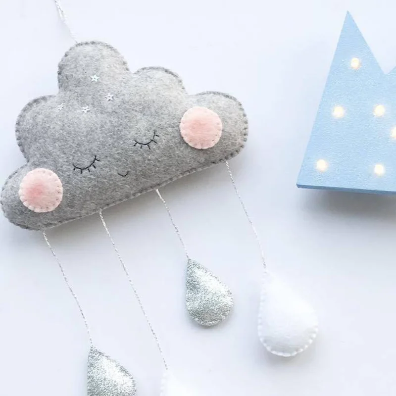 Kids Room Decoration Felt Raindrop Cloud Hanging Decoration Child Tent Room Home Decor For Children Room