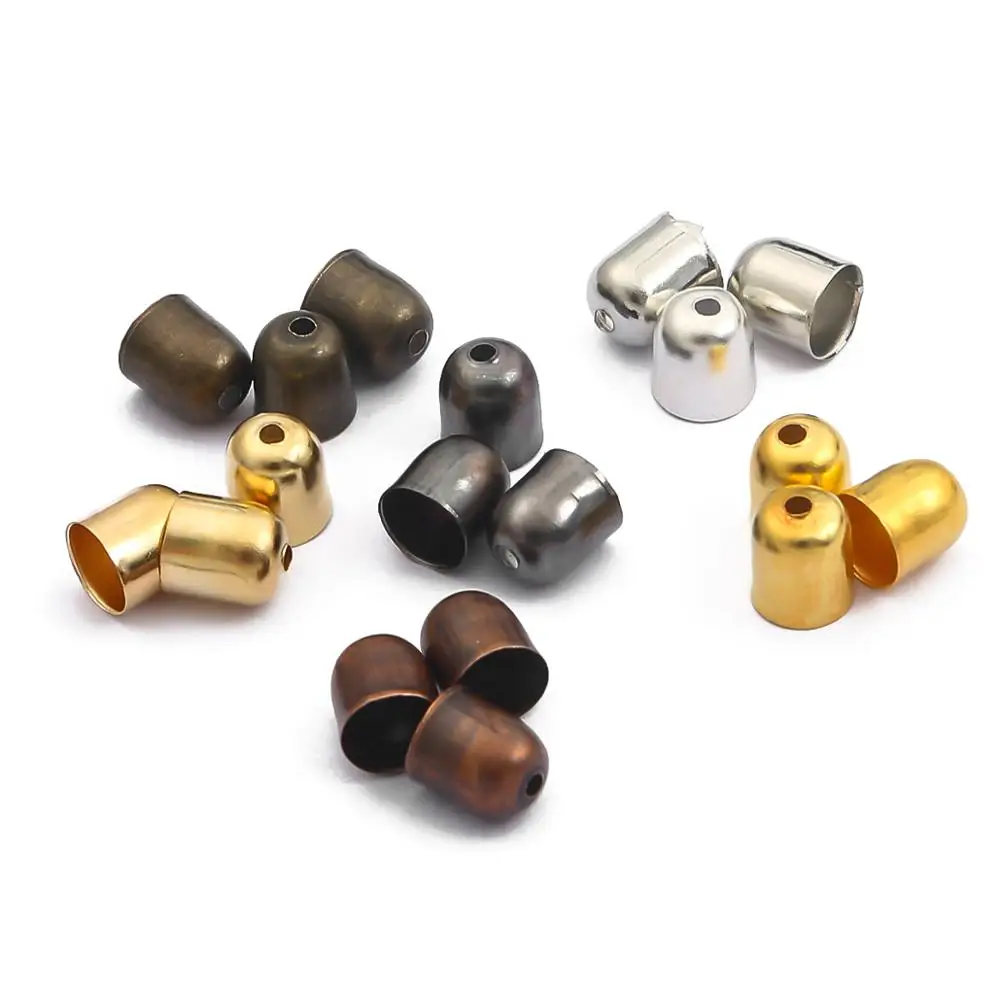 50-100pcs 3 4 5 7 8 10 mm Leather Cords Bracelets Buckle Finding End Tip Tassel Caps Crimp End Beads Caps For DIY Jewelry Making