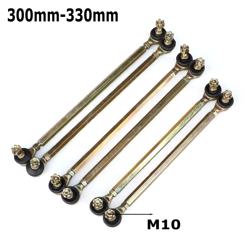 

1 Pair 300mm-330mm M10 Steering Shaft Tie Rod With Tie Rod Ball Joint For 4 Wheel Kart Modification ATV Quad 50cc-250cc M10