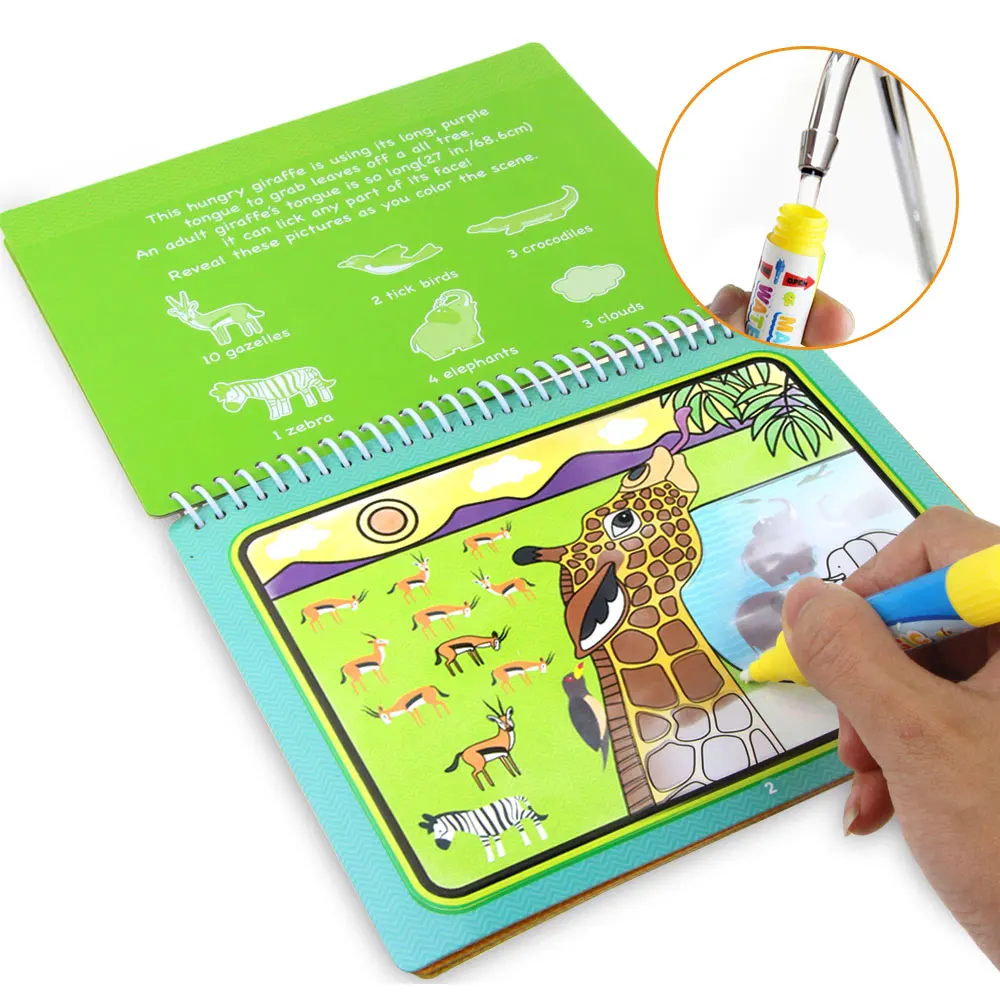 8 Gaya Air Gambar Buku Mewarnai Pena Gambar Menggambar Mainan Pendidikan Awal untuk Anak-anak Hadiah Ulang Tahun