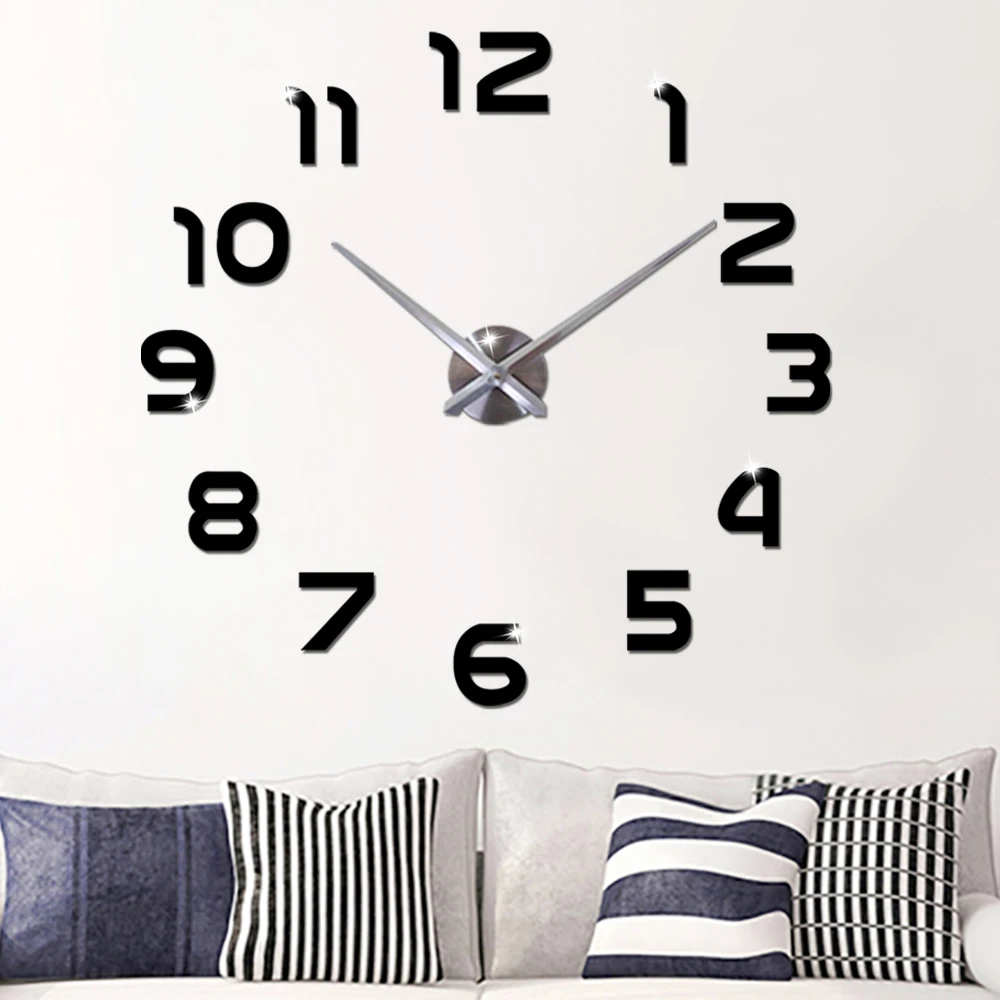 Large Wall Clock Sticker Acrylic Silent Digital Big 3D DIY Wall Clock Modern Design for Living Room Home Decor image 2