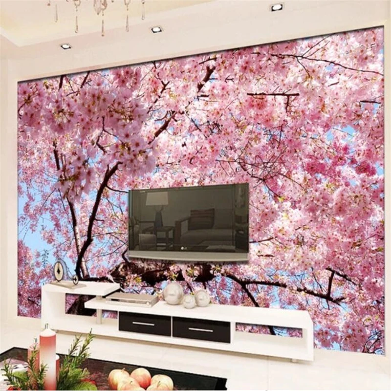 Custom wallpaper 3d mural cherry blossom TV background wallpaper large mural wall papers home decor papel de parede 3d wallpaper