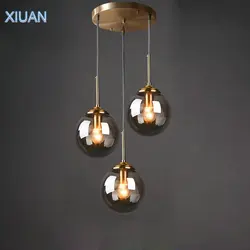 Amber Smoke Gray Clear Glass Pendant Lamp LED E27 Hanging Light for Dining Room Table Kicthen Island Bedroom Bedside Lighting