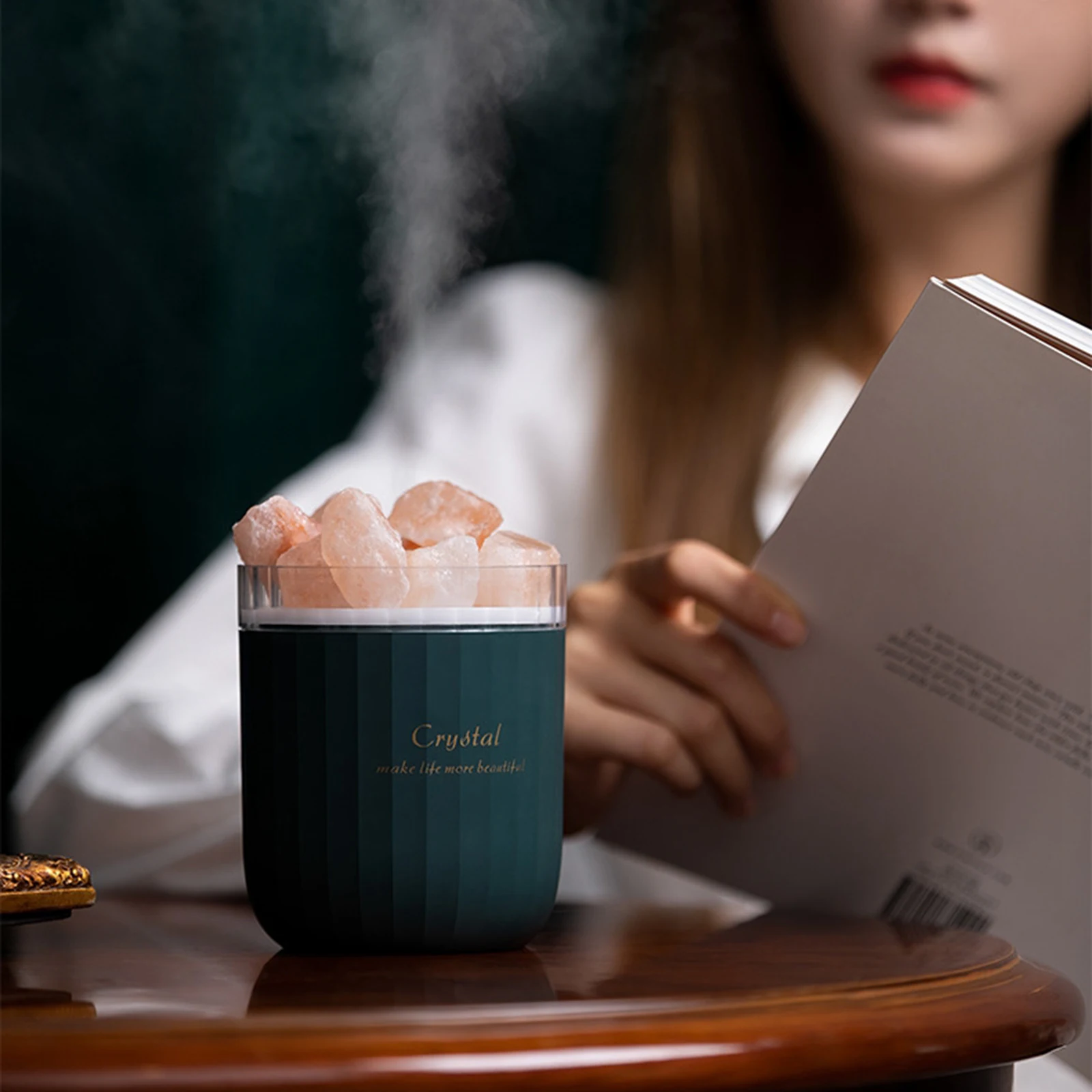 Диффузор эфирного масла 8 часов, Гималайская солевая Лампа Диффузор с 7 меняющимися лампочками, диффузор для ароматерапии, увлажнитель холодного тумана