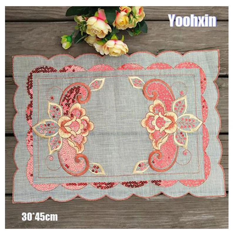 Modern Lace Embroidery Table Place Mat Cloth Coffee Pad Cup Christmas Tea Coaster Dish Placemat Sequin Doily Dining Mug Kitchen