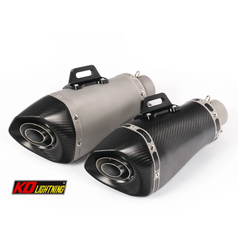 

51mm Universal Motorcycle Exhaust Vent Pipe With Muffler 315mm Stainless Steel And Carbon Fiber For ATV Street Bike