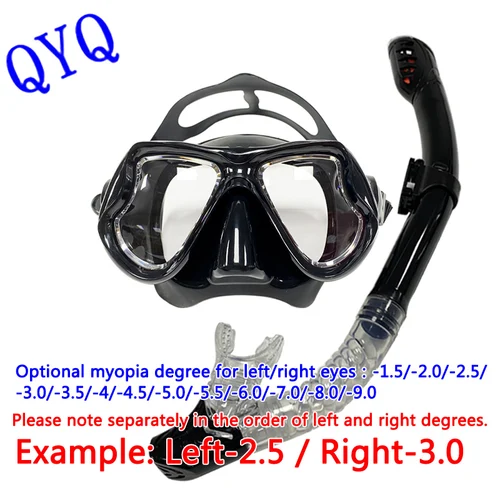 Imagen 2 del producto QYQ máscara de esnórquel para adultos, gafas de buceo para miopía óptica, lente de potencia universal, máscara de buceo