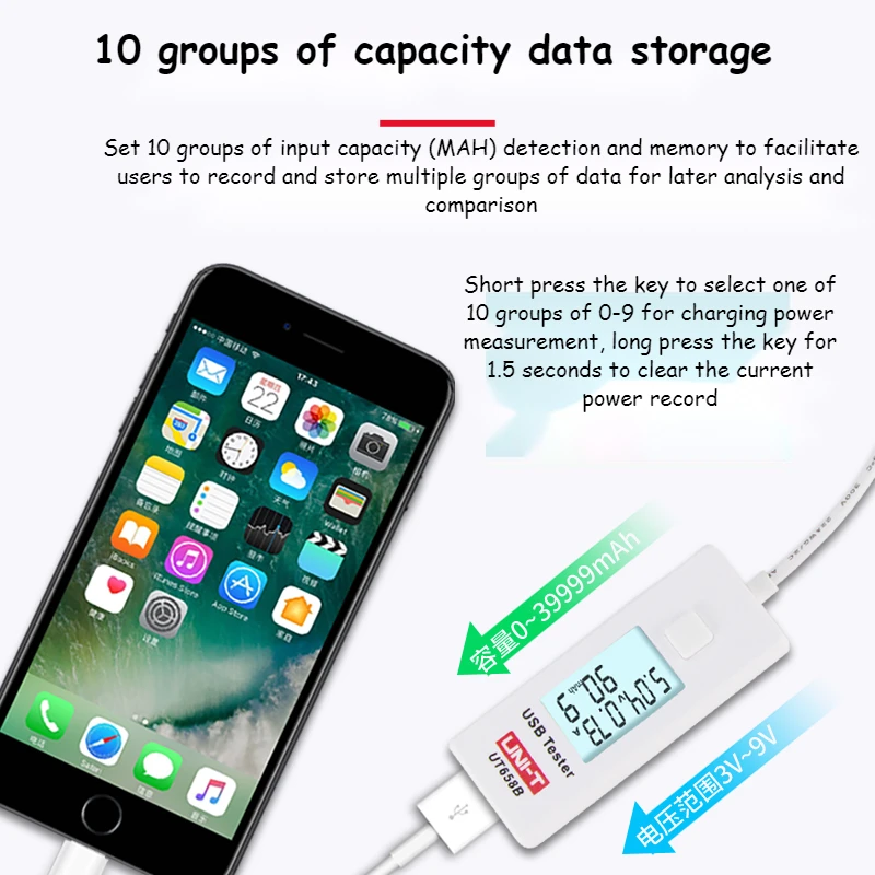 Imagem -03 - Uni-t Usb Tester Digital Voltímetro Amperímetro Tensão Atual Amperemeter Medidor de Capacidade Médico para Celular Tablet Energia