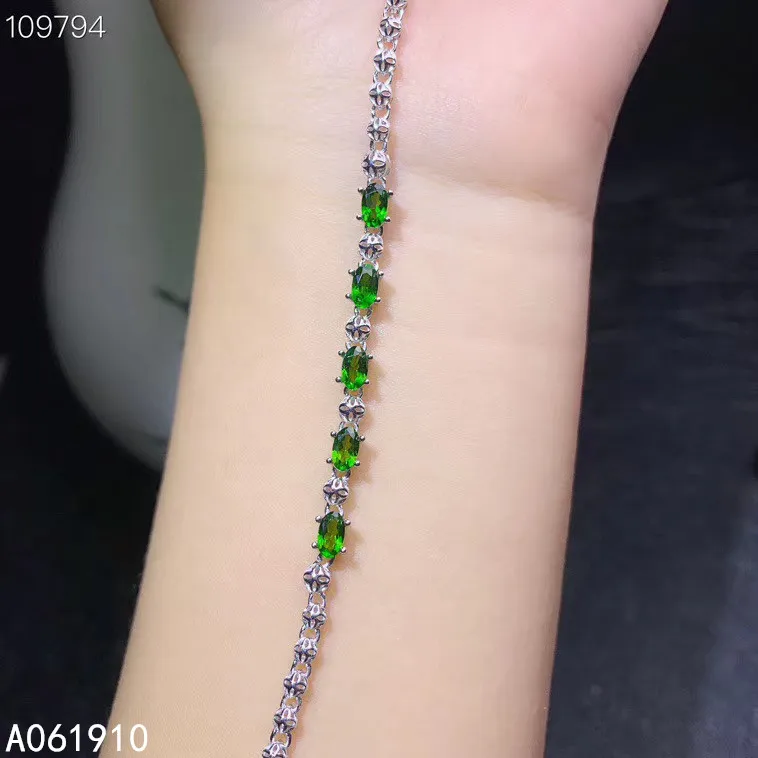 

KJJEAXCMY fine jewelry 925 sterling silver inlaid Natural Diopside gemstone ladies bracelet classic support detection exquisite