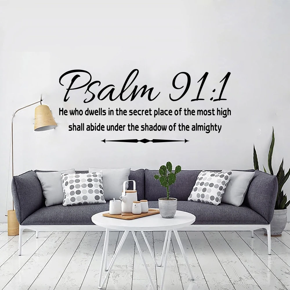 Christian Psalm 91:1 Bible Verse Wall Sticker He Who Dwells In The Secret Place Family Love Pray Religion Quote Wall Decal Vinyl