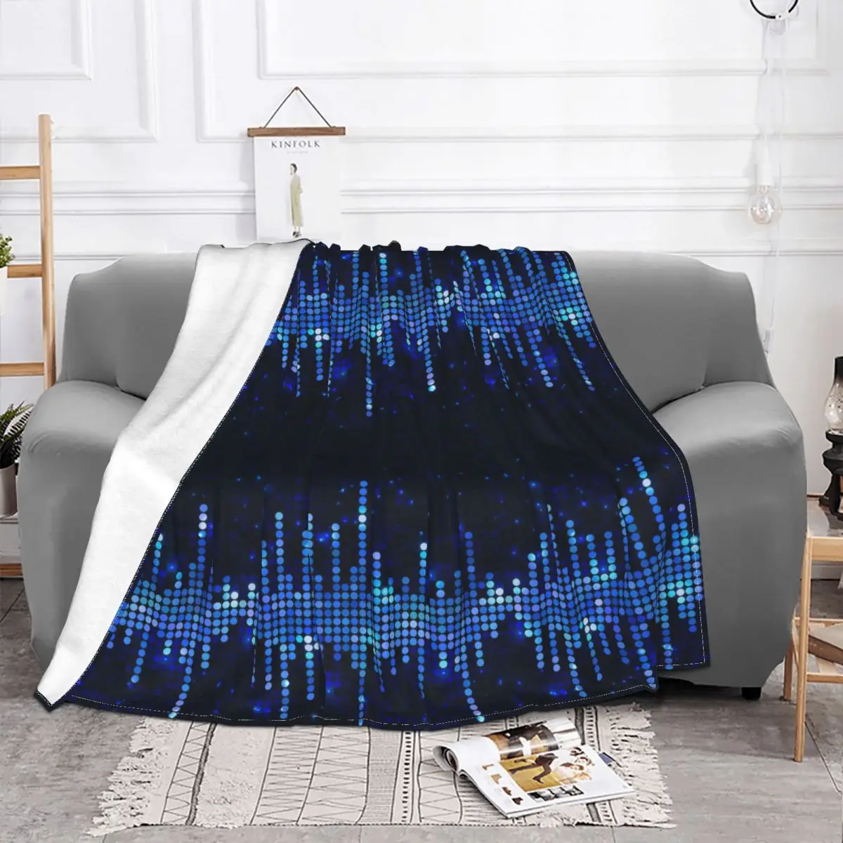 Sparkling Sound Wave Pattern Blankets Fleece Decoration Ultra-Soft Throw Blankets for Bedding Bedroom Plush Thin Quilt