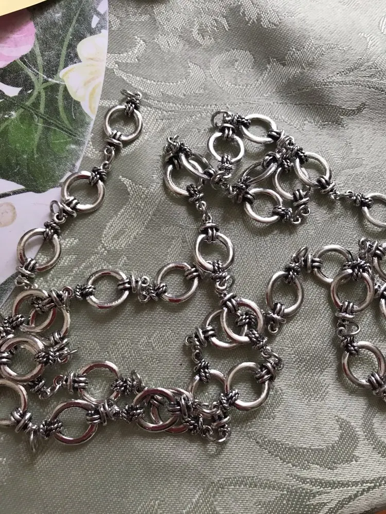 1Meter Bohemia Antique Silver Color Chain Bracelet Handbag Chain Necklace Women Vintage DIY Jewelry Chains Big Size