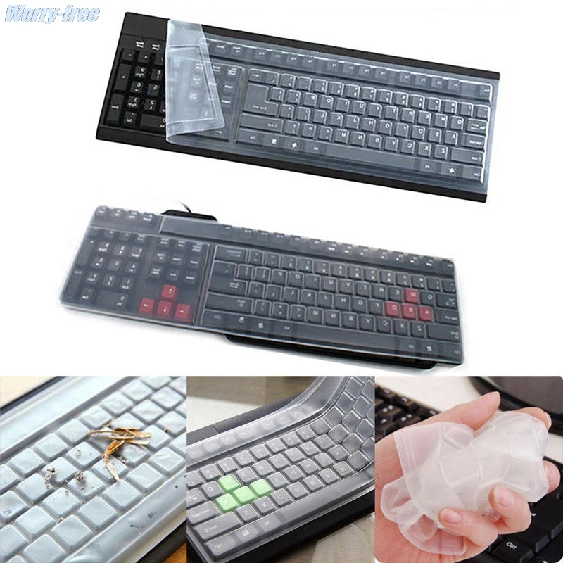 Universal Silicone Desktop Computer Keyboard Cover Skin Protector Film Cover Case Clear Protector Skin Anti-dust Anti-water 1 Pc