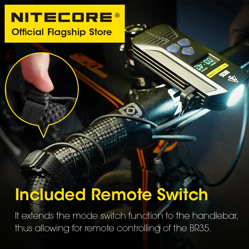 NITECORE BR35 senter sepeda isi ulang, lampu depan 1800 Lumen lampu sorot jarak ganda bersepeda Trail Jalan berkendara, baterai