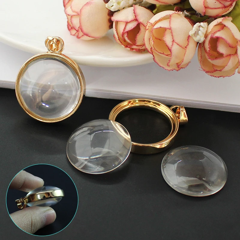 2PCS Locket Base Setting Fit With 25mm Glass Cabochon Pendant Diy Jewelry Finding Locket Necklace Pendant