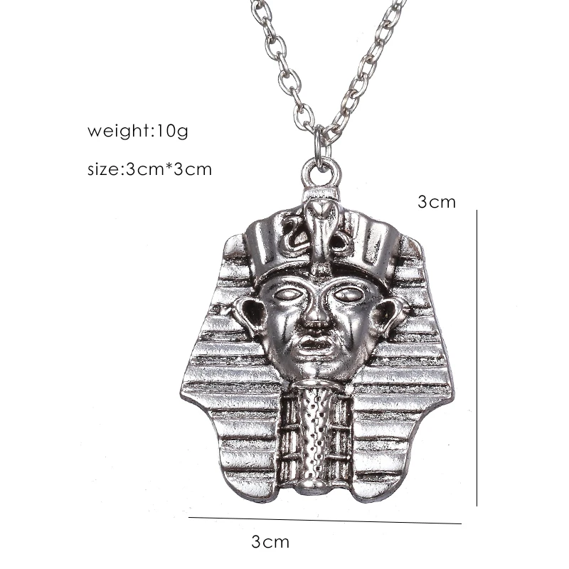 Fashion Jewelry Vintage Charm Egyptian Pharaoh Head Necklace Pendant Hip Hop Freestyle Necklace for Men Collier