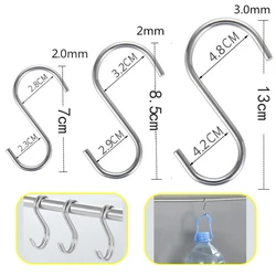 5/10Pcs S Shaped Hooks Metal S Shaped Hooks S Hook Stainless Steel Multifunctional Sundries Storage Hangers Holder Hooks & Ra