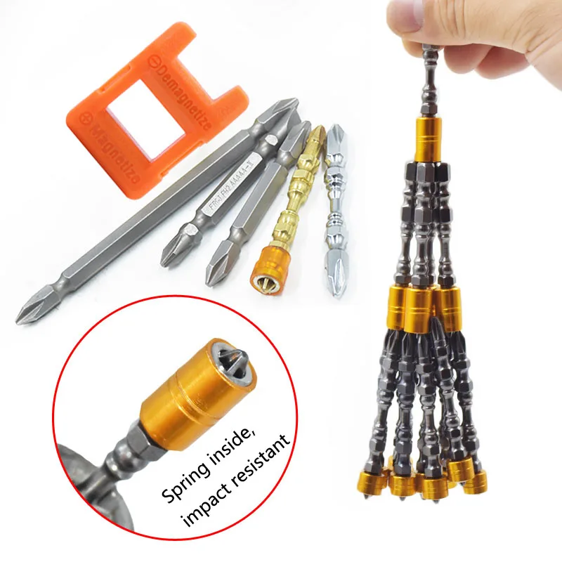 1Pcs Hardness Single and Double Magnetic Rings Magnetic 65MM Cross Head Screwdriver Bit Double Head Electric Screwdriver