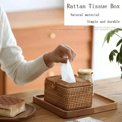 Rattan Tissue Box Home Decoration Handmade Desktop Tissue Rattan Tissue Box  For Barthroom,Home,Hotel And Office