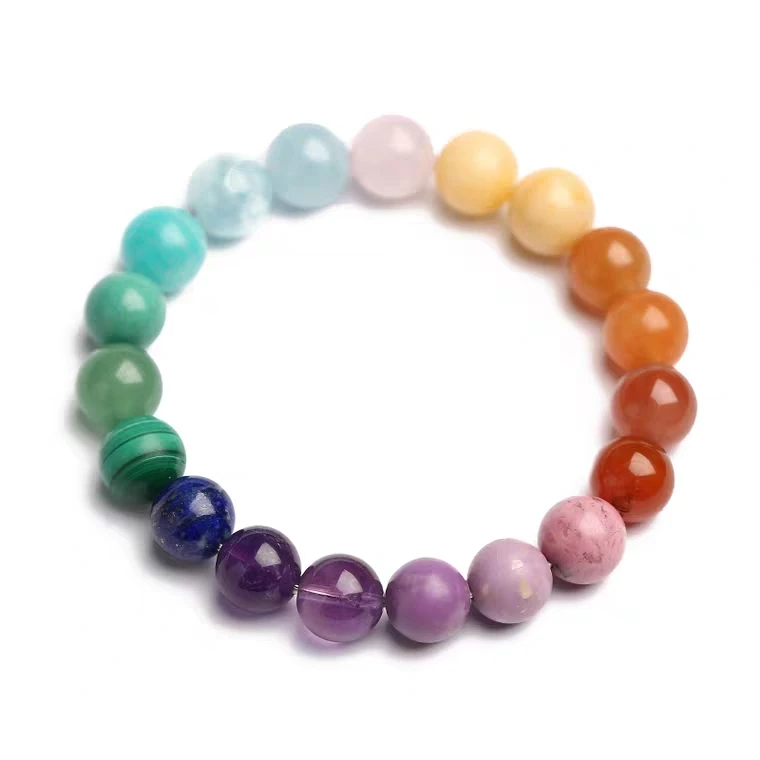 Natural Different Mixed Rainbow Malachite Lapis Amazonite Rose Quartz Agate Round Beads Bracelet 8mm 10mm 12mm 14mm AAAAA