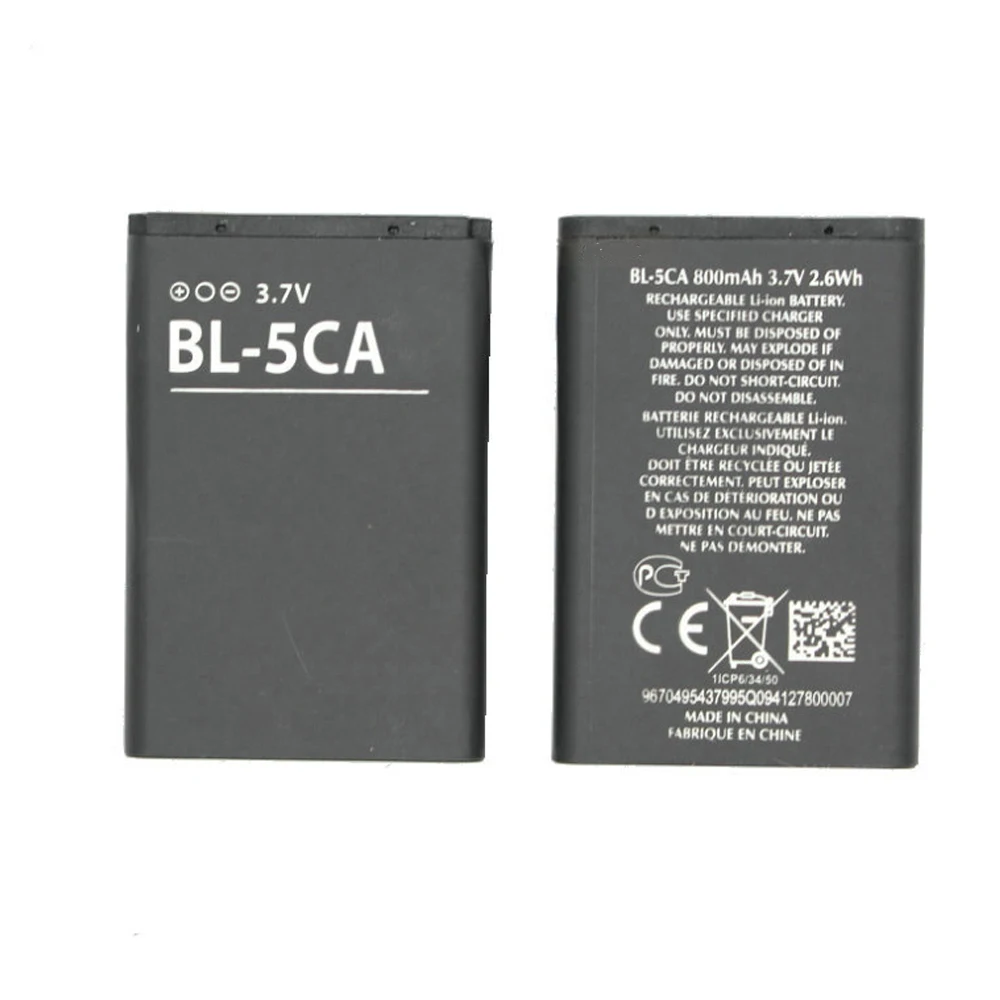 

10pcs/lot BL-5CA BL5CA Phone Battery For Nokia 1110 1111 1112 1200 2310 5130XM 7600 N70 E60 5030 C2-00 C2-01 X2-01