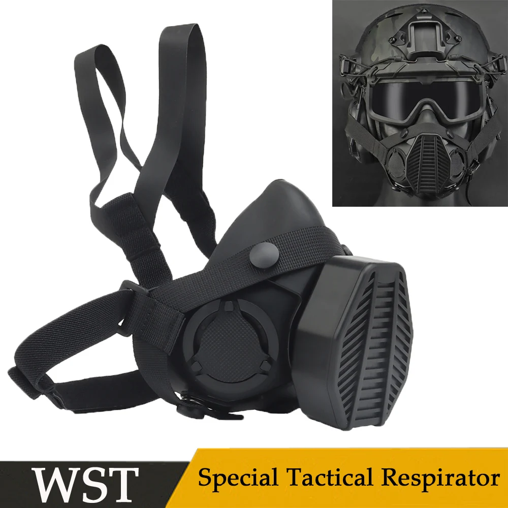 Special Tactical Respirator Half Face Gas Mask Replaceable Canister Airsoft Protective Mask For  Militar Hunting CS War Games