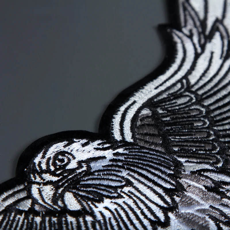 11 inches large Embroidery Patches for Jacket Back Vest Motorcycle Biker Iron On Eagle Wings Clothes Decoration Applique