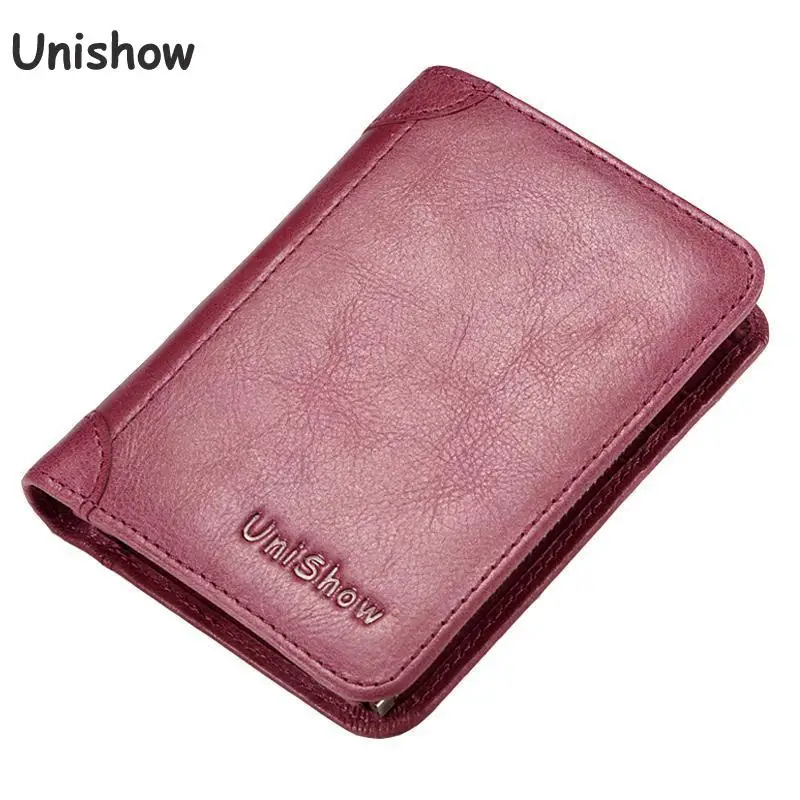 Genuine Leather Wallet Women Small Lady Purse Soild Vintage Cowhide Female Wallet Short Coin Purse Real Cow Leather Purse