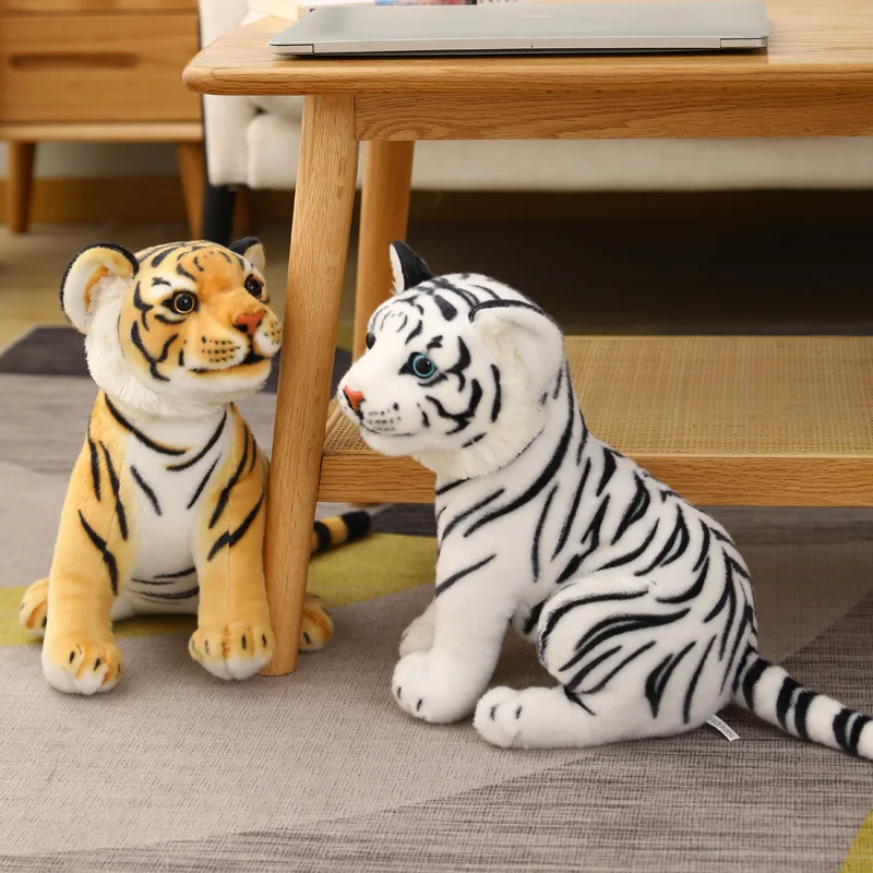 23-33Cm Leuke Levensechte Tijger Gevulde Dieren Wit Tigers Knuffel Real-Life Wilde Bos Dieren Kids speelgoed Gift Voor Jongen Baby Knuffel