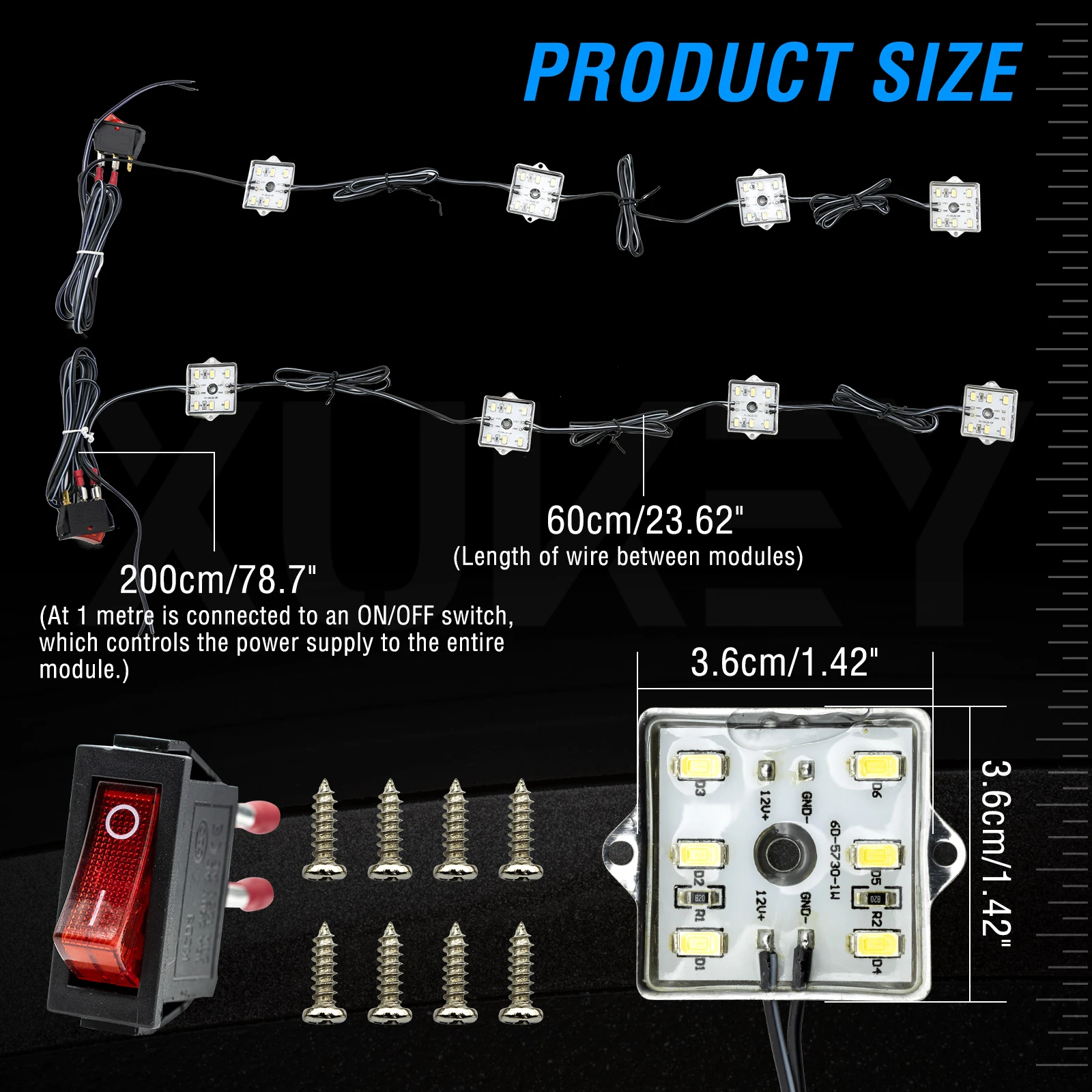 48LED Bed Strip Kit Waterproof on/Off Switch Extension Cable for Cargo Pickup Truck SUV RV Boat For Toyota Hilux Tundra Tacoma