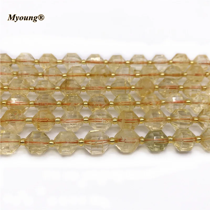 Natural Citrines Loose Stone Beads,Yellow Crystal Quartz Faceted Round Birthstone Beads For Necklace Bracelet Making MY210460